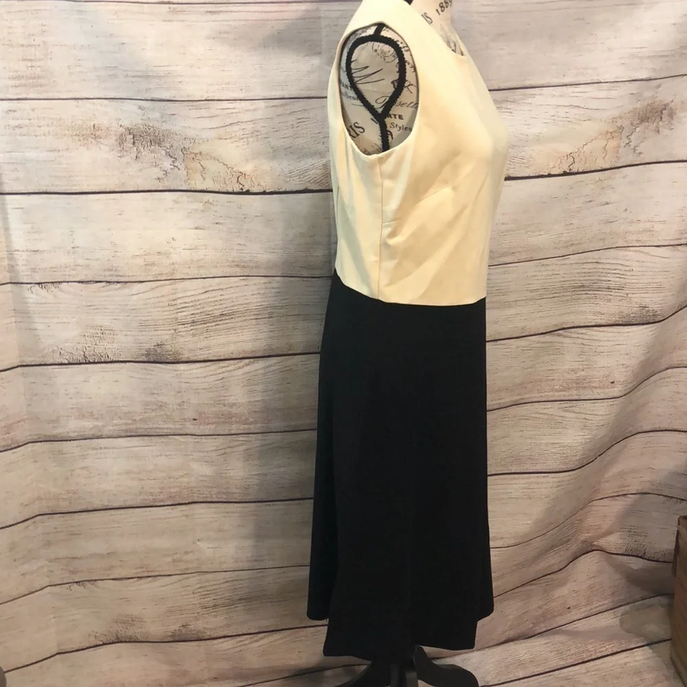J. McLaughlin Dress Color Block Black & Cream Size Medium Sleeveless